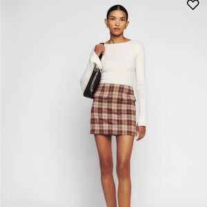 NWT Reformation Janis Skirt Brown Plaid - Size 10